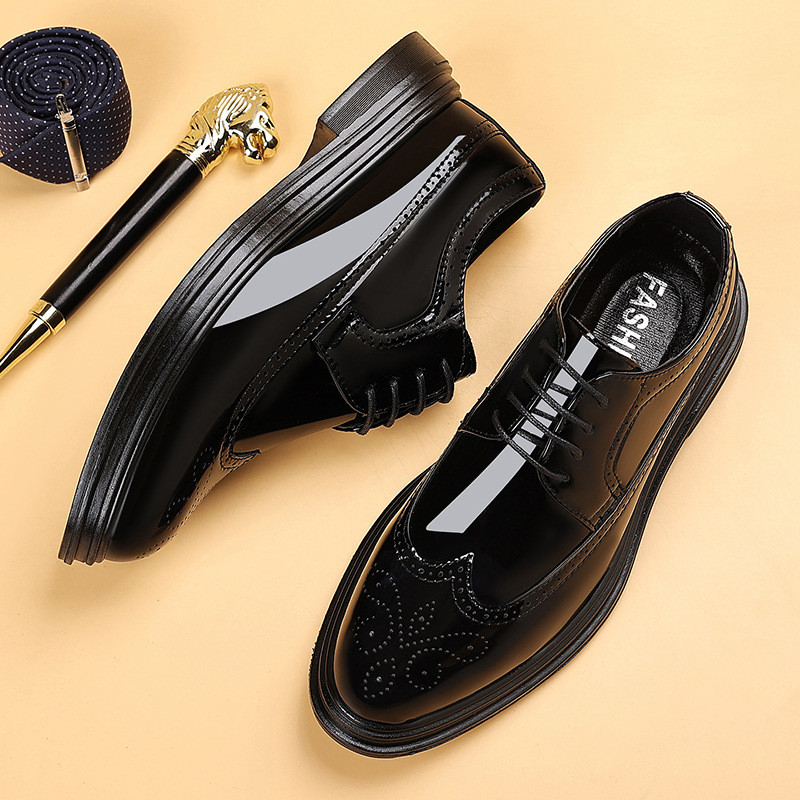 Leather Work Dress - Erkek Rugan Deri Brogue Klasik Ayakkabılar