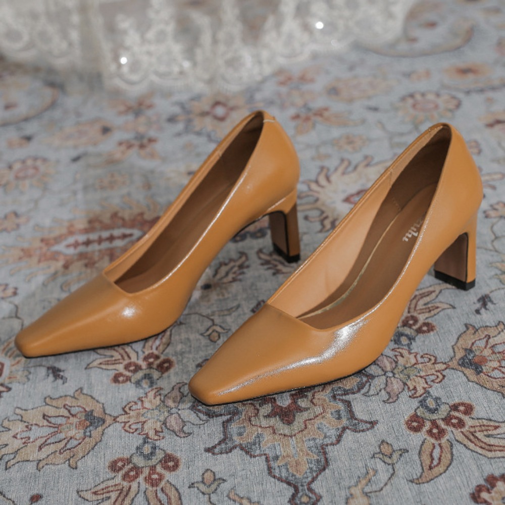 Leather Work Women Shoes - Yüksek Topuklu kadın Yeni Profesyonel İşe