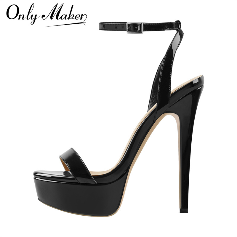 Leather Work Dress - Onlymaker Kadın Platform Stiletto Yüksek Topuklu