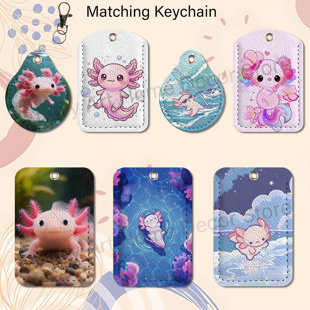 Leatherwork Keychain - Sevimli pembe A-Axolotl Karikatür Tutucu Anahtarlık