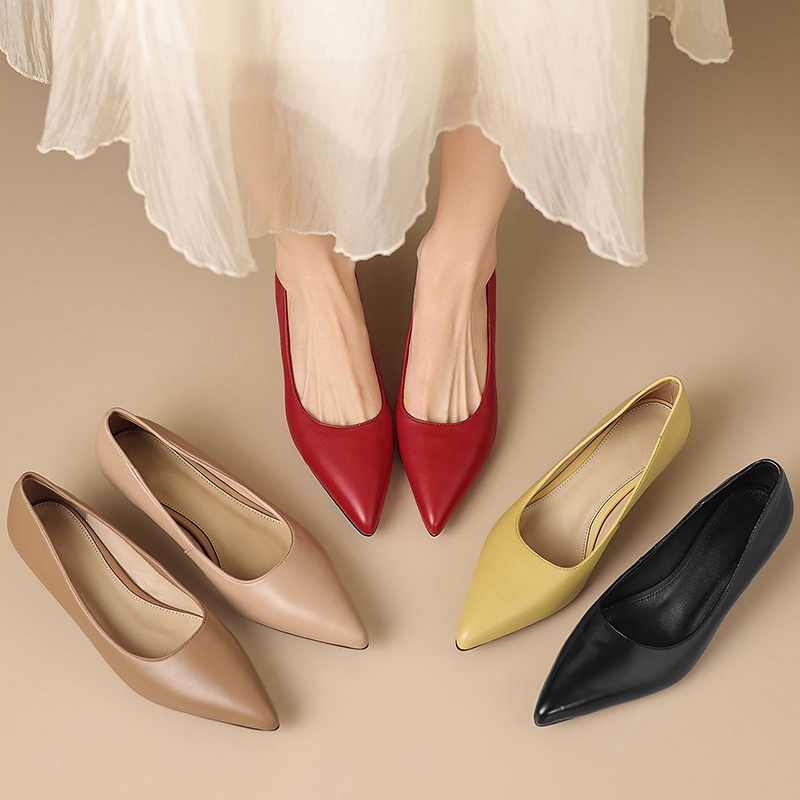 Leather Work Women Shoes - Kadınların yeni ilkbahar ve sonbahar hakiki