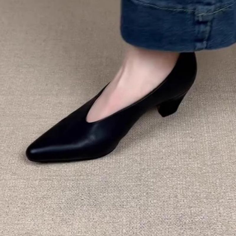 Leather Work Dress - 2025 Yeni Kadın Sivri Burun Kalın