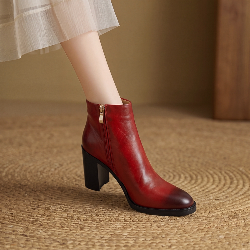 Kalın Topuklu Kare Burunlu Bil - Leather Work Women Shoes incelemesi ve fiyatı