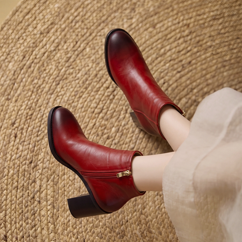 Kalın Topuklu Kare Burunlu Bil - Leather Work Women Shoes incelemesi ve fiyatı