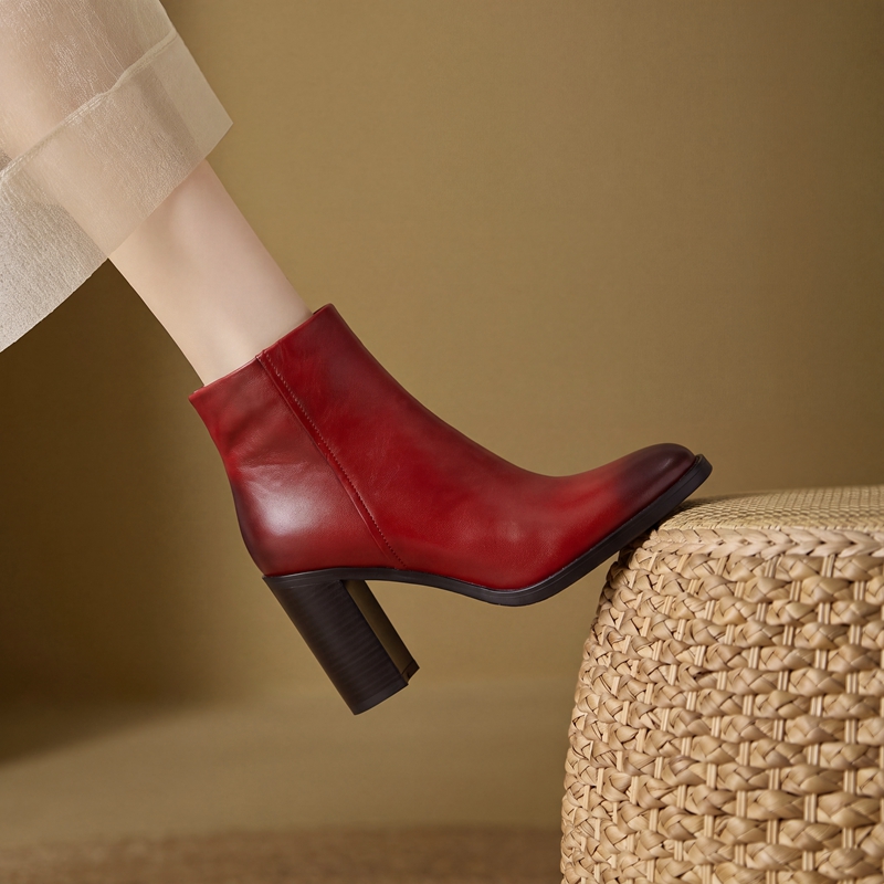 Kalın Topuklu Kare Burunlu Bil - Leather Work Women Shoes incelemesi ve fiyatı