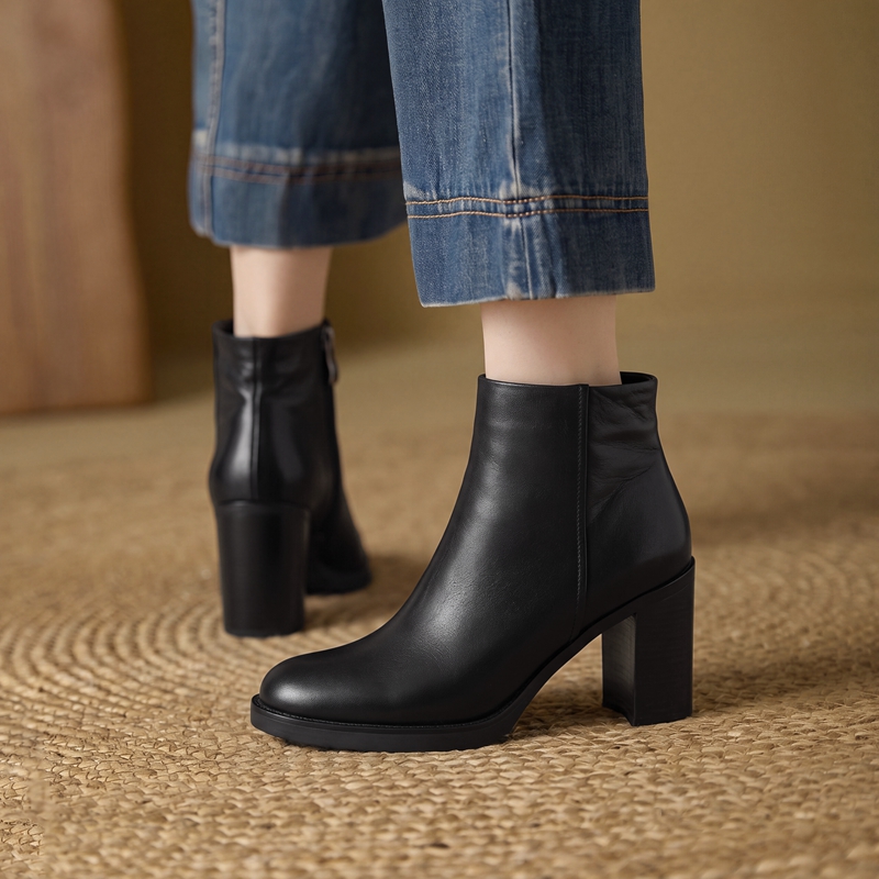 Kalın Topuklu Kare Burunlu Bil - Leather Work Women Shoes incelemesi ve fiyatı