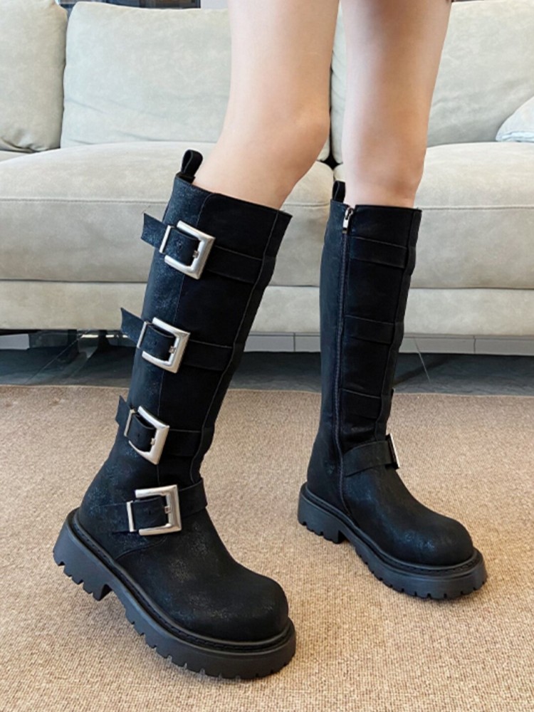 Moda Kadın Çok Tokalı Diz Üstü - Leather Work Women Shoes incelemesi ve fiyatı