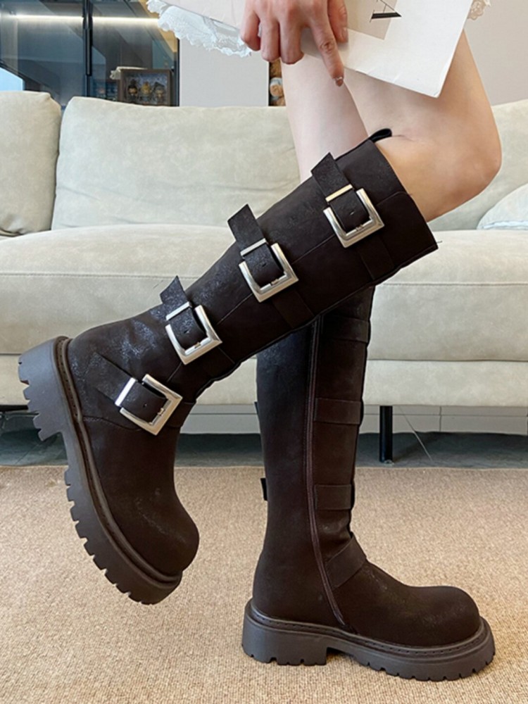 Moda Kadın Çok Tokalı Diz Üstü - Leather Work Women Shoes incelemesi ve fiyatı