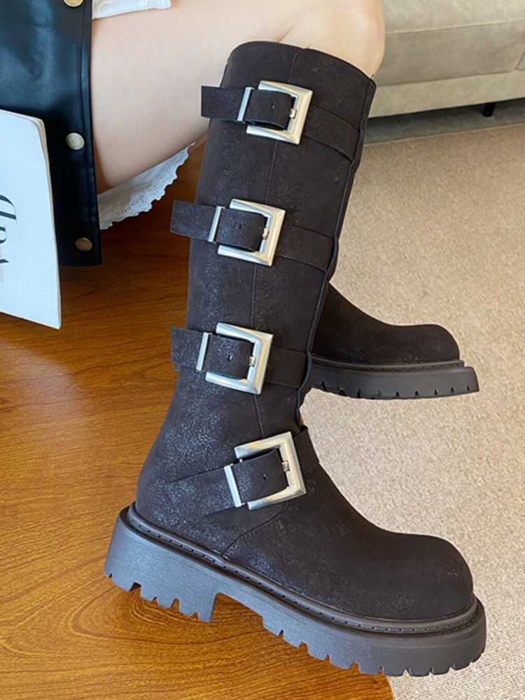 Moda Kadın Çok Tokalı Diz Üstü - Leather Work Women Shoes incelemesi ve fiyatı