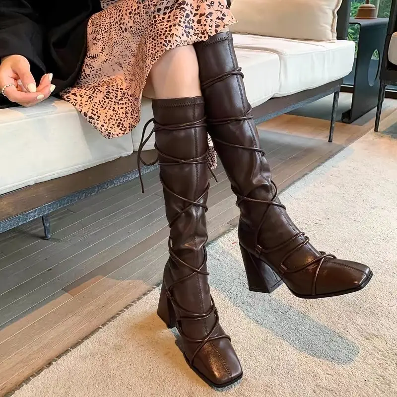 Sonbahar Kış Deri Kayışlı Diz  - Leather Work Women Shoes incelemesi ve fiyatı
